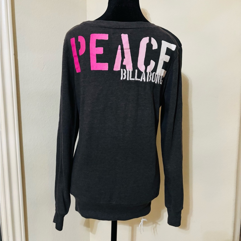 Billabong Women's Charcoal and Pink Peace Sweatshirt